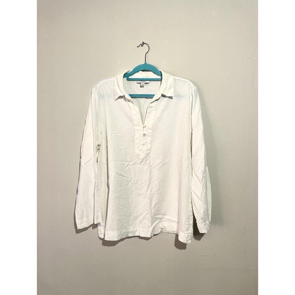 Ann Taylor Weekend Size XL Linen Off White Shirt Blouse Top Women Stylish